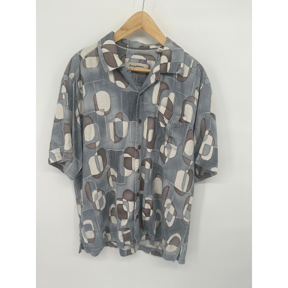 Tommy Bahama 100% Silk Button‎ Down Shirt Abstract Print Men's Large